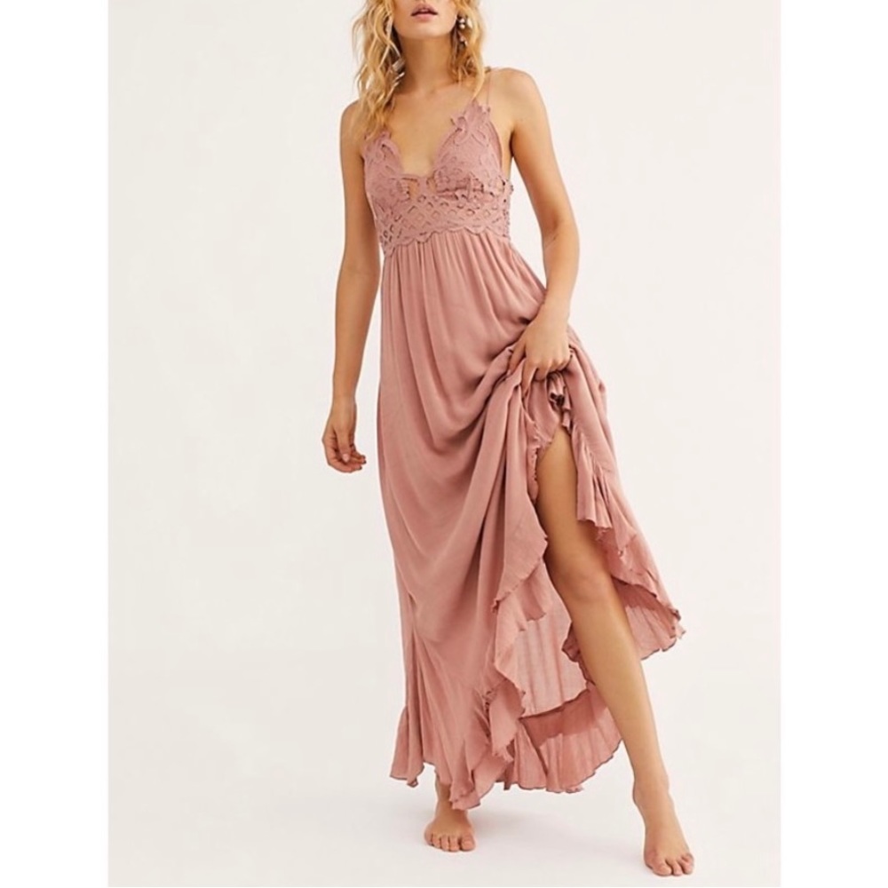 NEW Free People Adella Maxi Slip Dress Rose